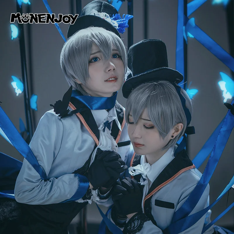 Парик для косплея Monenjoy черный Батлер Небесный Phantomhive серая короткая косплей