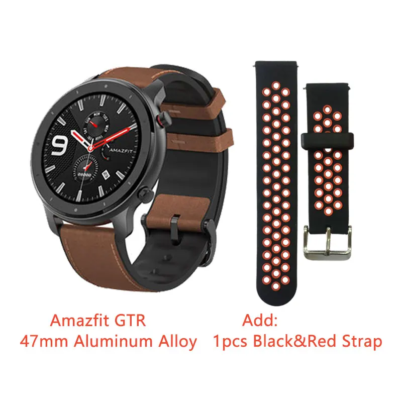 Alloy Add BlackRed Глобальная версия Amazfit GTR 47 мм Смарт часы Бег Плавание Спорт Здоровье сердечного ритма Smartwatch 24 дня батарея gps - Цвет: Alloy Add BlackRed