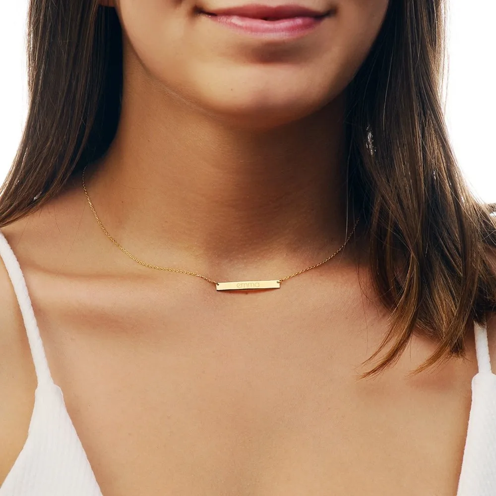 

Gold Engravable Nameplate Necklace, Engraved Bar Necklace, Custom Name Bar Necklace, Personalized Bar Necklace, Birthday Gift