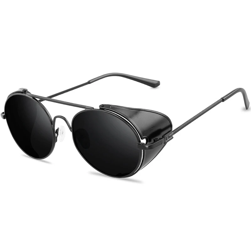

Retro gothic Steampunk Style Round Metal Frame Sunglasses Men Women luxury Brand Designer Shields Lens Sun Glasses Gafas de Sol