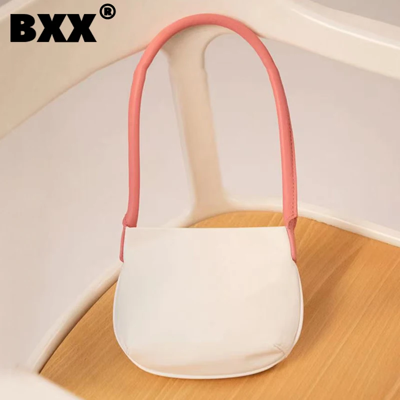 

[BXX] Женская новая короткая сумка-Седло контрастных цветов, Элегантная универсальная сумка через плечо из искусственной кожи, модная трендо...