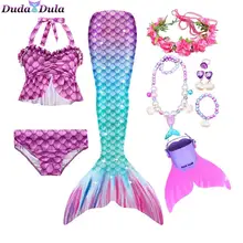 Little Mermaid Tail for Girls Swimming Suit Mermaid Costume Swimsuit Kids Swimmable can with-or Monofin Fin and necklace Cosplay