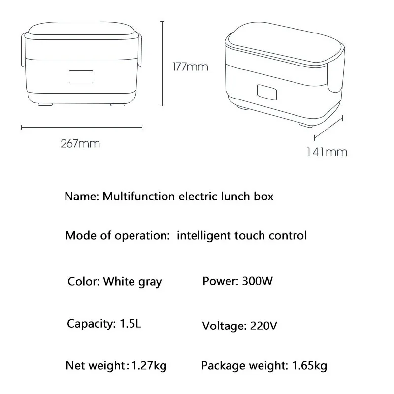 

NEW Xiaomi Life Element electric lunch box 1.5L portable rice cooker DFH-F36 outdoor office thermal insulation box 304 liner