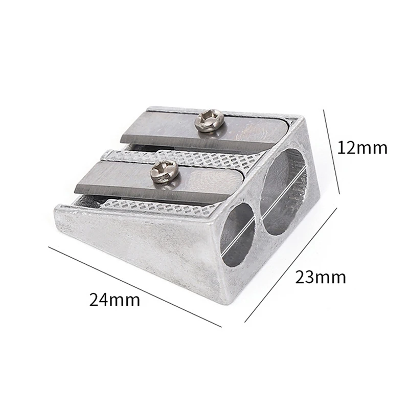 

1pc New Reliable Metal Pencil Sharpeners Double Hole Drawing Writing Sharpener