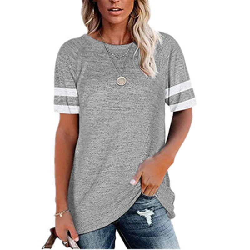

2021 Casual Summer Women Short Sleeve Tops Shirts Women's Round Neck Spring Summer Daily Short-Sleeve T-Shirt Camisetas De Mujer