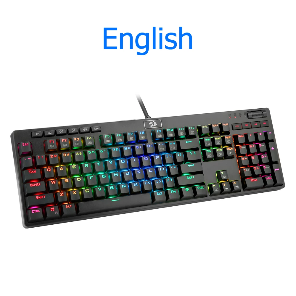K579RGB Redragon K579 RGB USB Механическая игровая клавиатура синий переключатель со светодиодной подсветкой 104 ключ анти-ореолы проводной ПК Компьютерная игра - Цвет: K579RGB