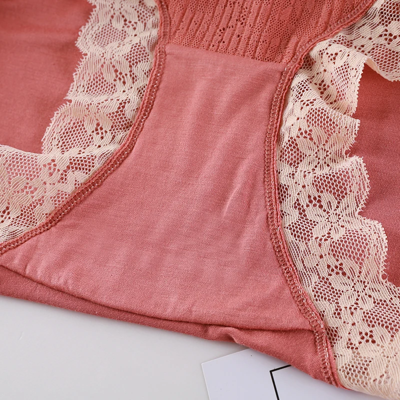 

Plus Size Panties Women's Cotton Briefs Sexy Lace Jacquard Splicing Mesh Panties with High Waist Female Underwear Large Sizes