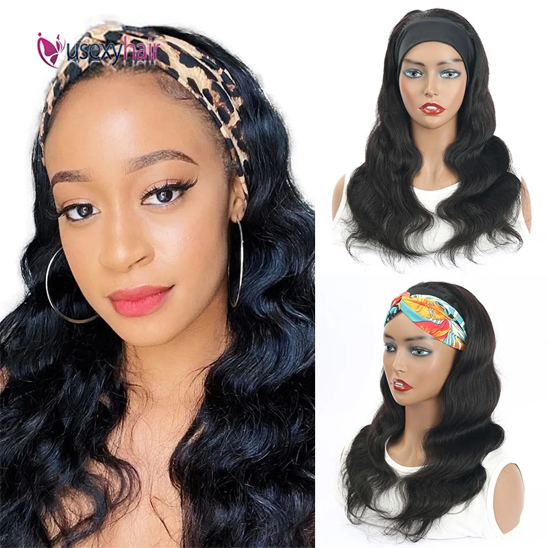 

Body Wave Headband Wig Human Hair Brazilian Remy Hair Wigs For Black Women Headband Scarf Wig Glueless Human Hair Wigs