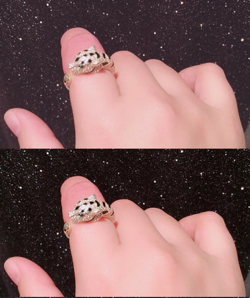 

Leopard Head Open Ring For Women Creative Micro-Zircon Green Color Eyes Adjusetable Fashion Fine Wedding Jewelry