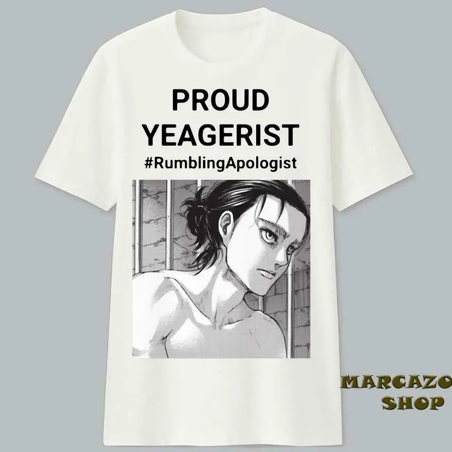 Классическая белая футболка унисекс в стиле аполога Proud Yeagerist Rumbling 2020|Мужские