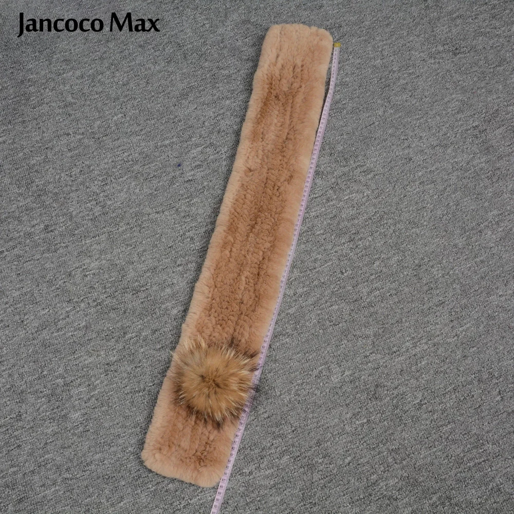 Jancoco Max из настоящей шерсти кролика декоративного помпон меха енота шарф с