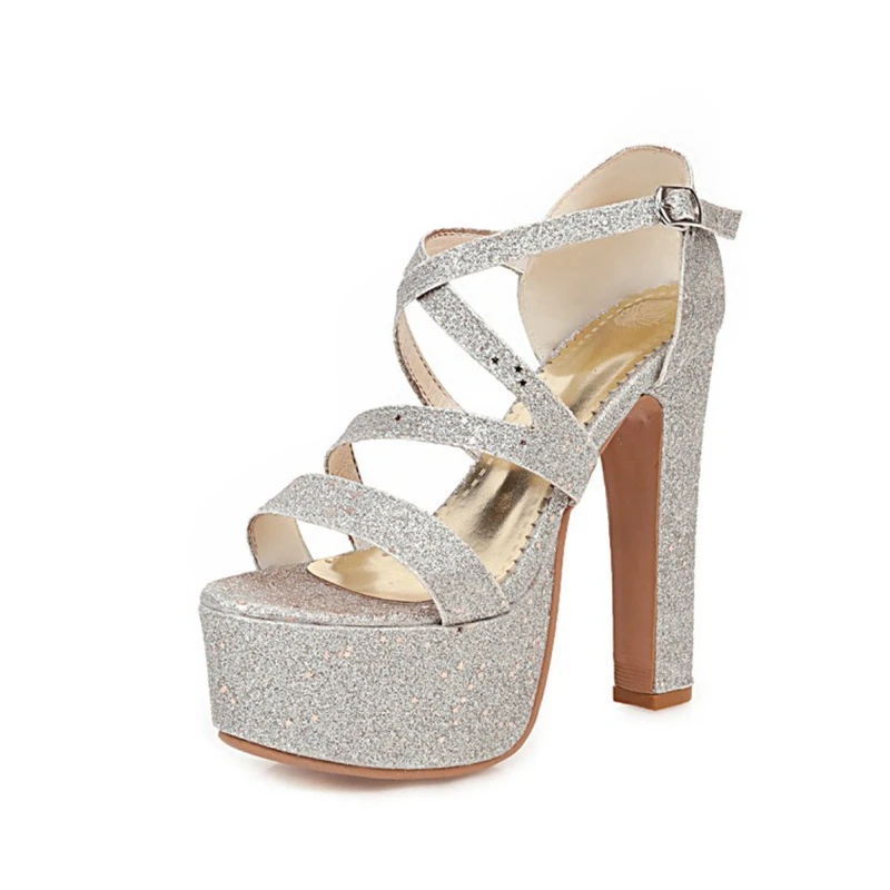 

Platform sandalias mujer 2020 Sexy14CM Thin Heels Women Pumps Ankle Strap Peep Toe Dress Party Wedding Shoes Big size 31-48 D-7