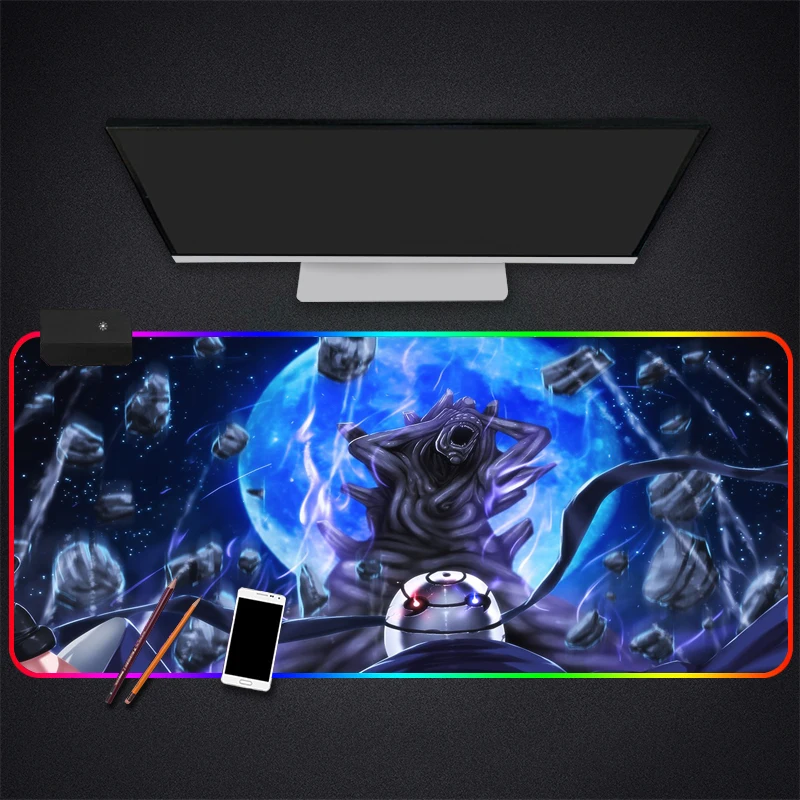 Игровой коврик для мыши с аниме Наруто RGB игровой компьютерный подсветкой