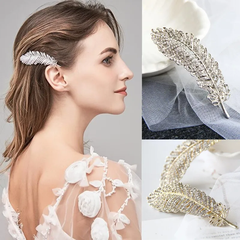 Элегантная бутиковая заколка стразы из сплава с перьями женские заколки для