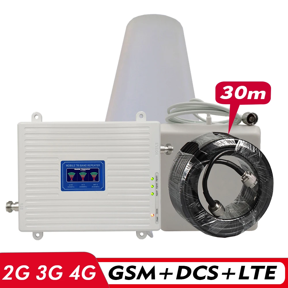 Трехдиапазонный усилитель 2G 3G 4G GSM 900 + DCS LTE 1800(B3)+ FDD 2600(B7) повторитель сигнала для