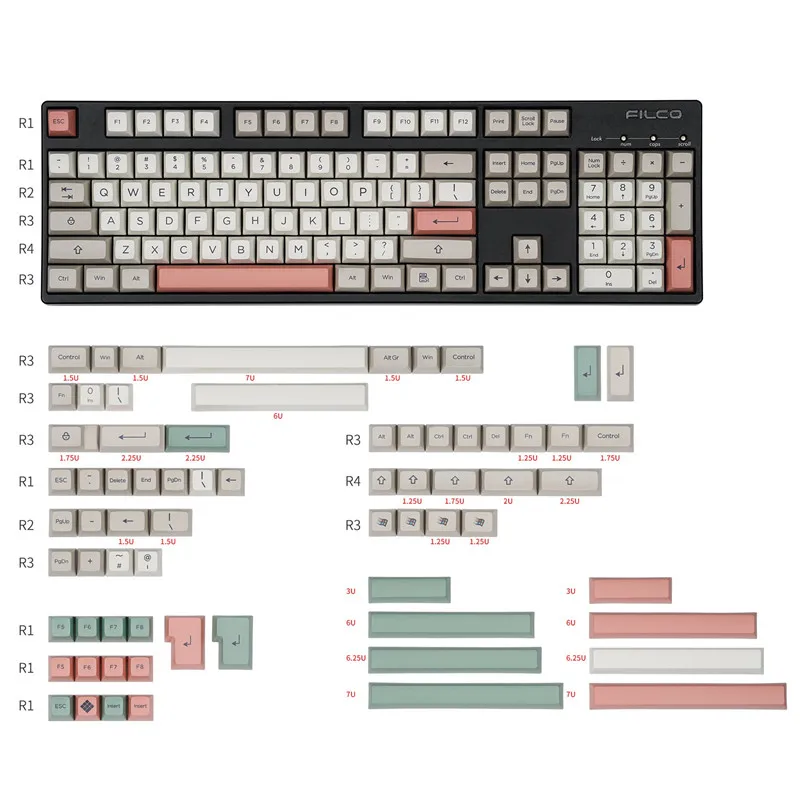 

Dyesub PBT Keycap SA profile 9009 for mx Mechanical Keyboard 174 keys