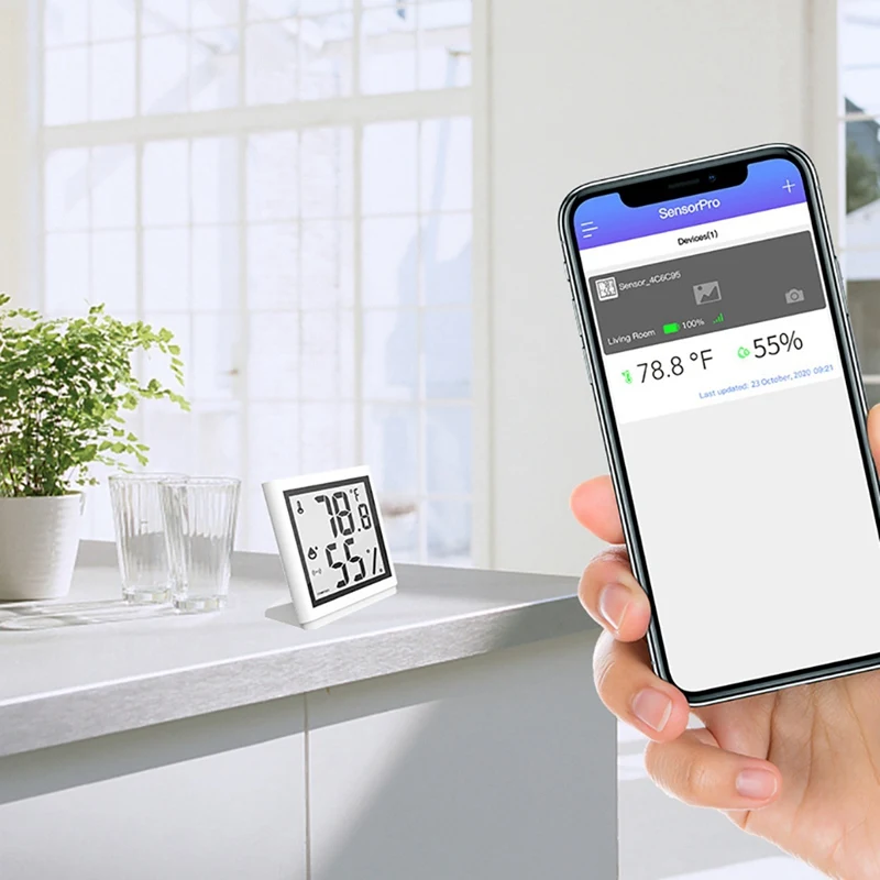 

WiFi Temperature Humidity Monitor, Digital Wireless Bluetooth Indoor Outdoor Hygrometer Thermometer with App Alerts