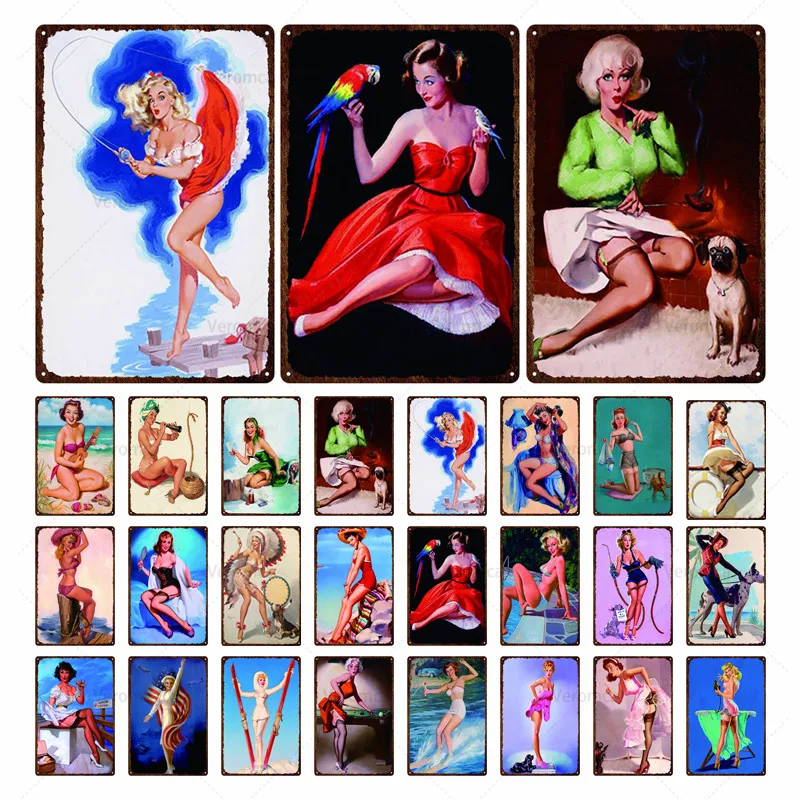 

Эротическая металлическая винтажная привлекательная Красивая железная картина для украшения стен для бара, паба, клуба, мужской пещеры, Ре...