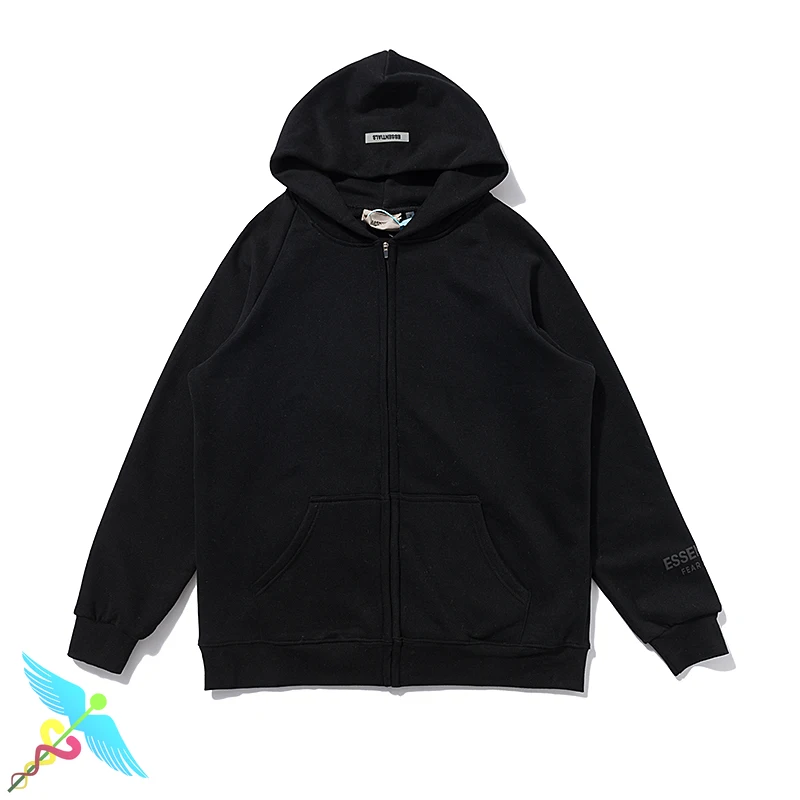 

Essentials Hoodies Men Women Fashion Trend Reflective Letter Embroidered High Quality Cotton Full Zipper Hooded Sweatshirt