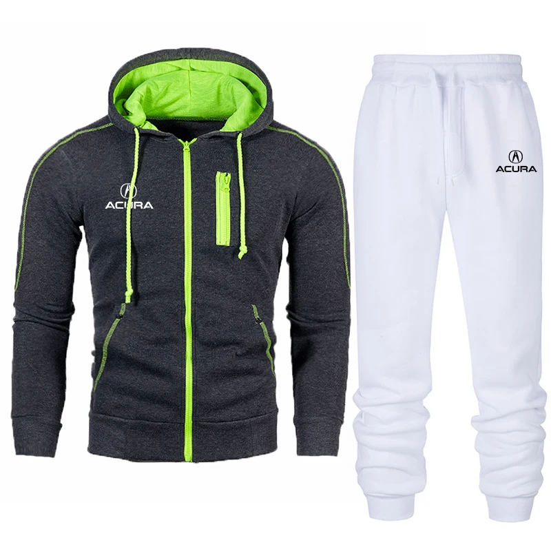 

Winter Men's Clothing Men Sets ACURA car Printing Hoodie Set Fleece Zipper Sweatshirt Casual Sport Sweatpants Mens Tracksuits