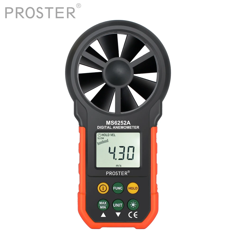 

Proster Digital Anemometer Handheld Wind Speed Meter Portable 6252A Air Volume Measurement Tool with LCD Backlight Multifunction