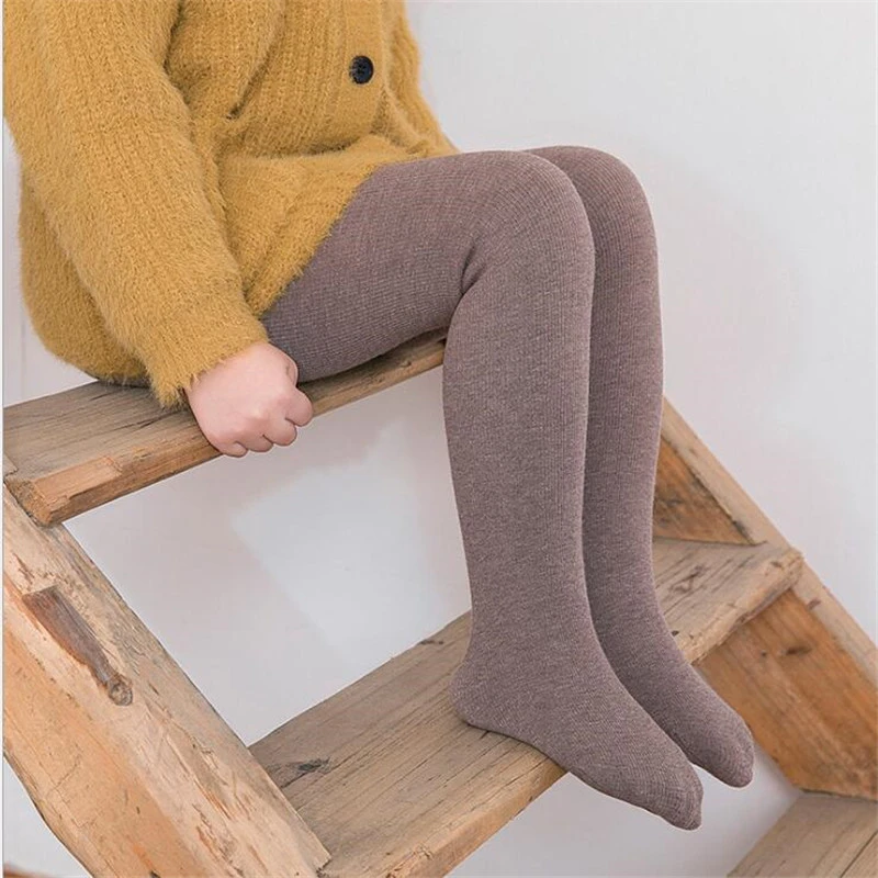 Осень-зима Колготы для девочек Новые детские хлопчатобумажные махровые плотные