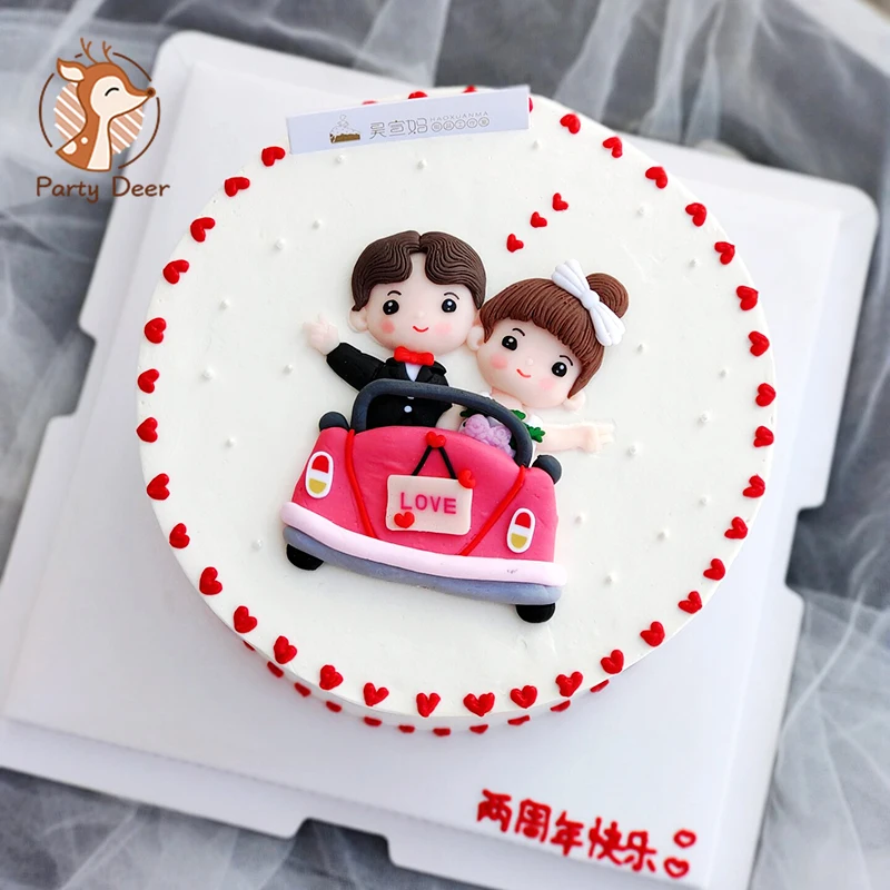 

Свадебное предложение Пара украшение торта, выпечки Жених и невеста свадебный автомобиль мягкая глина Любовь Подарки