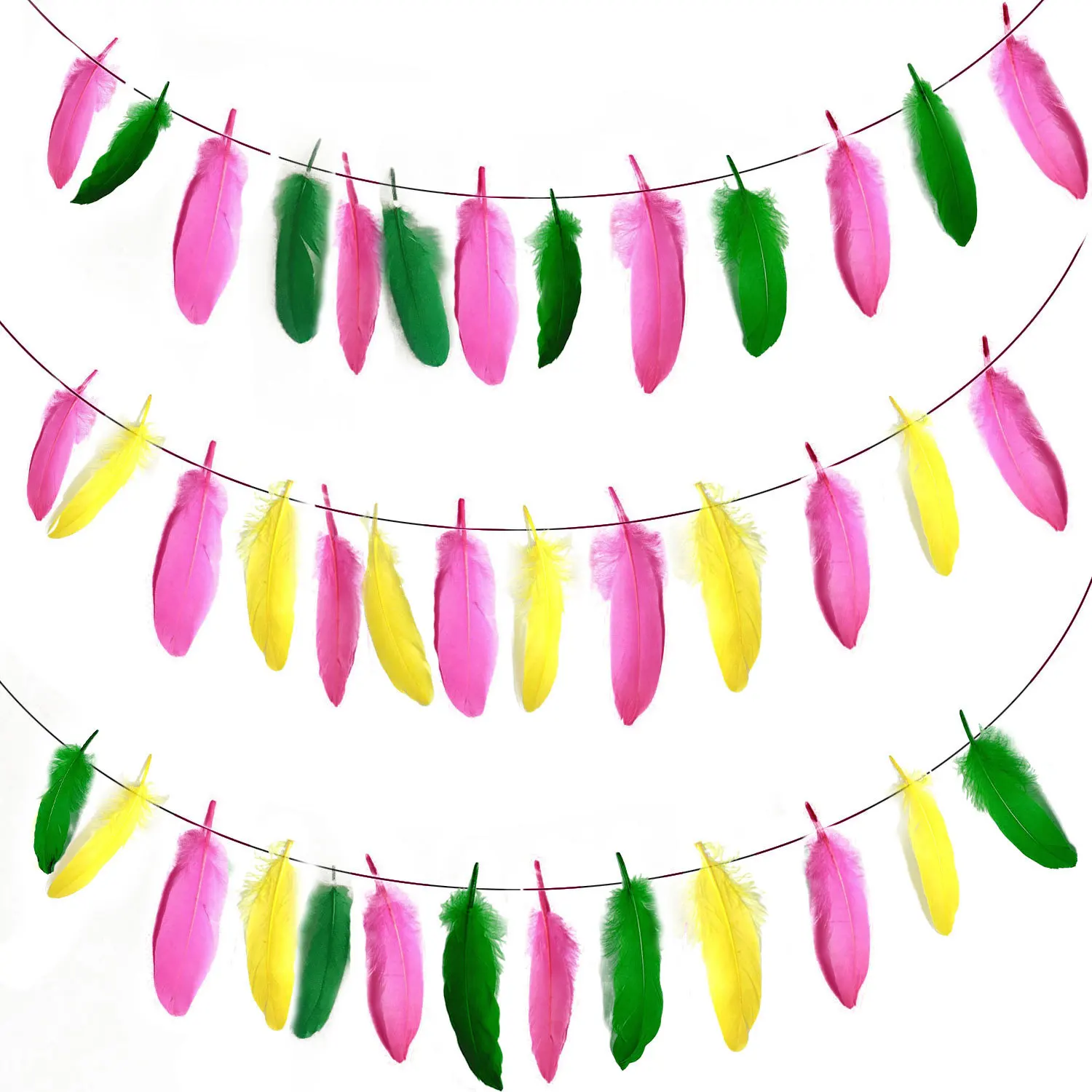 13 шт. Декоративная гирлянда с разноцветными перьями|Флажки вымпелы и конфетти| |