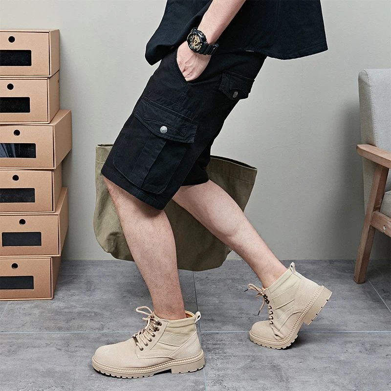 

Summer Hot High Quality Mens Cargo Shorts Solid Cotton Men's Casual Shorts Workout Bermuda Pants