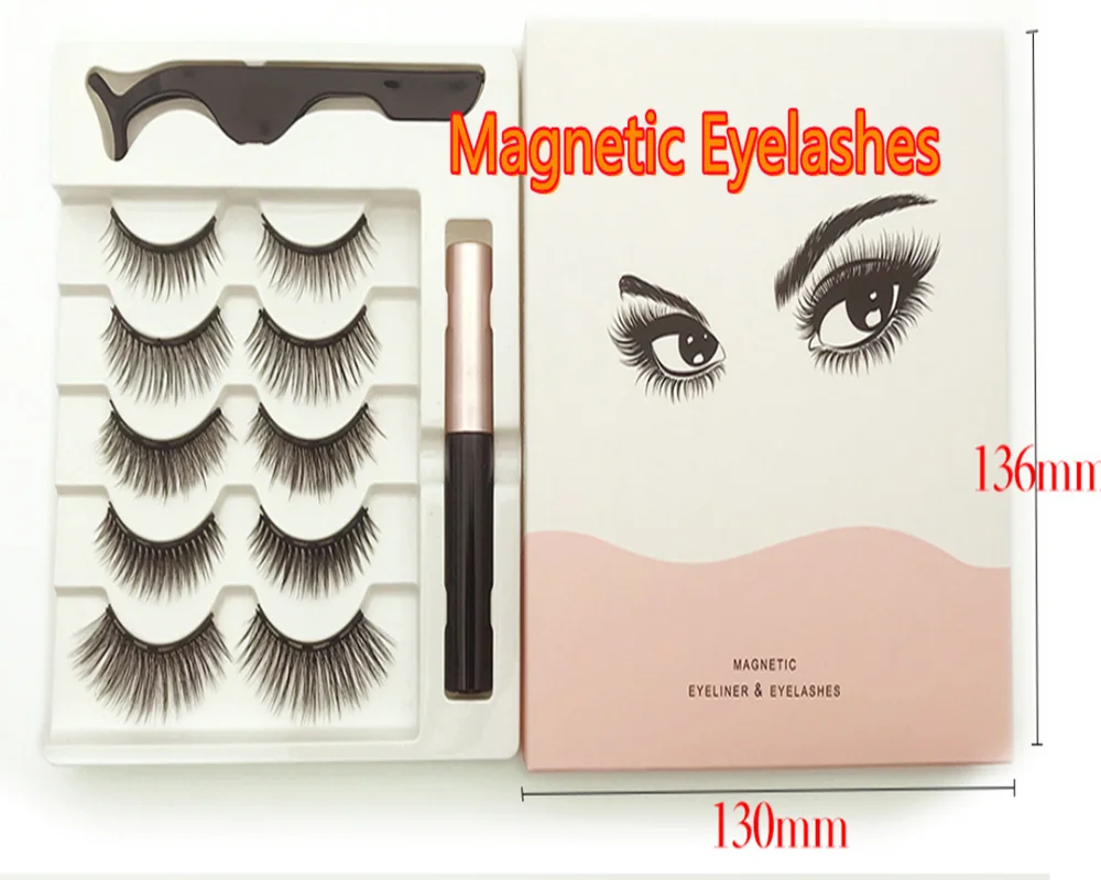 

M5 Magnetic Eyelashes Curler Set Long 3D Mink Magnetic lashes EyelinerTweezer magnetique Natural Thick False Homemade Eyelashes