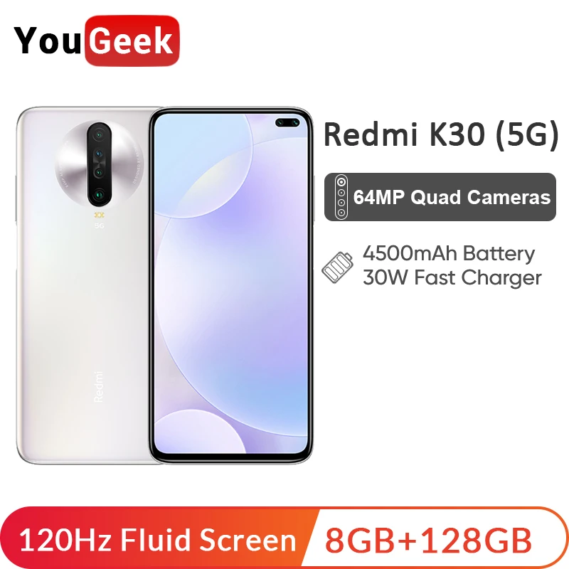 Pre-saleXiaomi Redmi K30 5G 8GB 128GB смартфон NFC Snapdragon 765G Восьмиядерный 30W быстрое зарядное устройство 4500mAh мобильный телефон