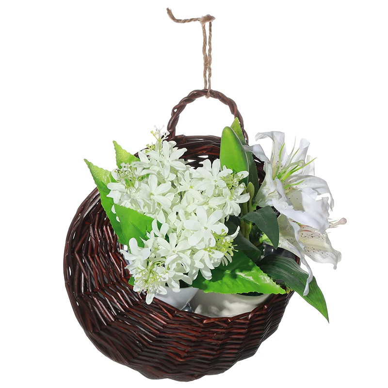 Подвесная ваза контейнер ручной работы плетеная ротанговая Цветочная корзина