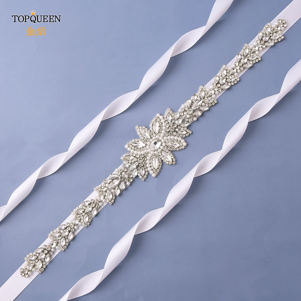 TOPQUEEN S410 Стразы пояс для свадьбы с серебряными бриллиантами и кристаллами