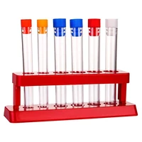 1 set plastic test tubes with storage rack scientific experiment accessories with lid