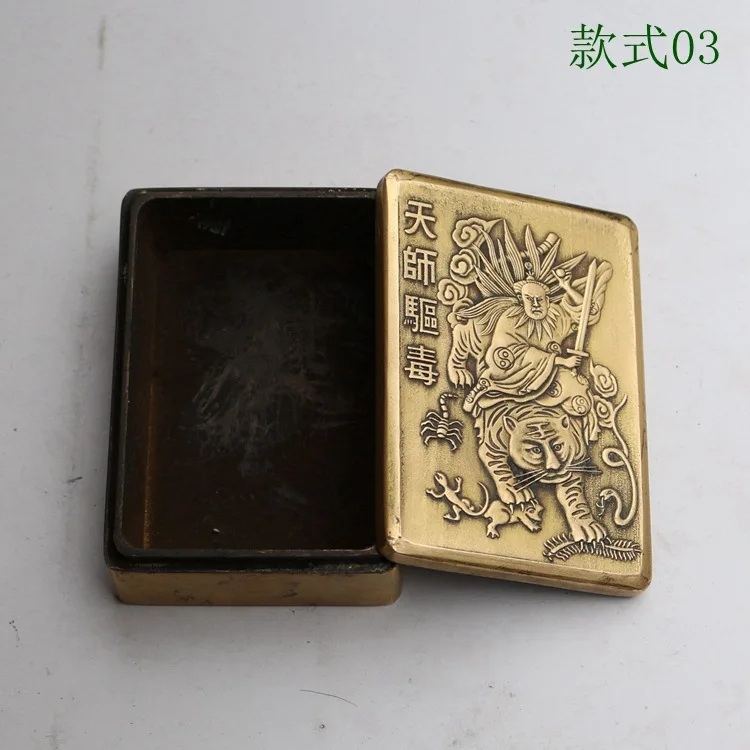 

LAOJUNLU Imitation Antique Old Copper Ink Cartridge Brass Rectangular Ink Box Pure Copper Four Treasures Of Study, style 1