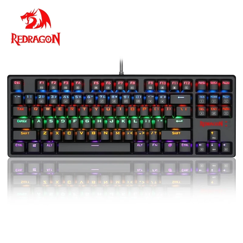 Redragon DAKSA K576 Радужная USB Механическая игровая клавиатура синий светодиодный переключатель с подсветкой 87 клавиш проводной ПК компьютерный геймер