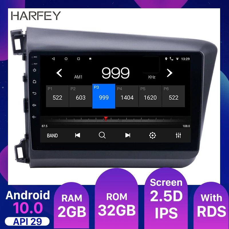 Harfey Android 10 0 2Din автомобильный gps Радио 1 &quotМультимедиа Видео плеер Авто Стерео для