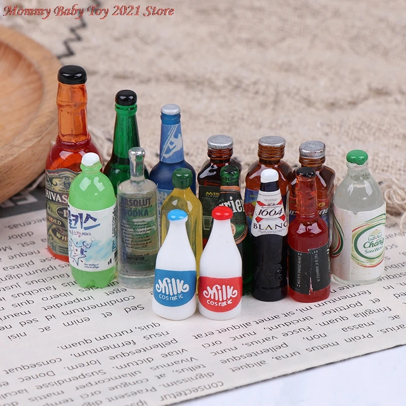 

5 шт. 1:12 миниатюрные бутылки для напитков для кукольного домика, модель кукол, кухонные аксессуары, Случайная Доставка