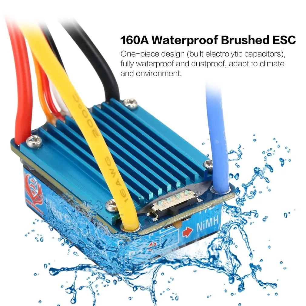 Водонепроницаемый матовый ESC 160A 3S с 5 в 1 а BEC t-разъемом/XT60-вилкой для 1/12