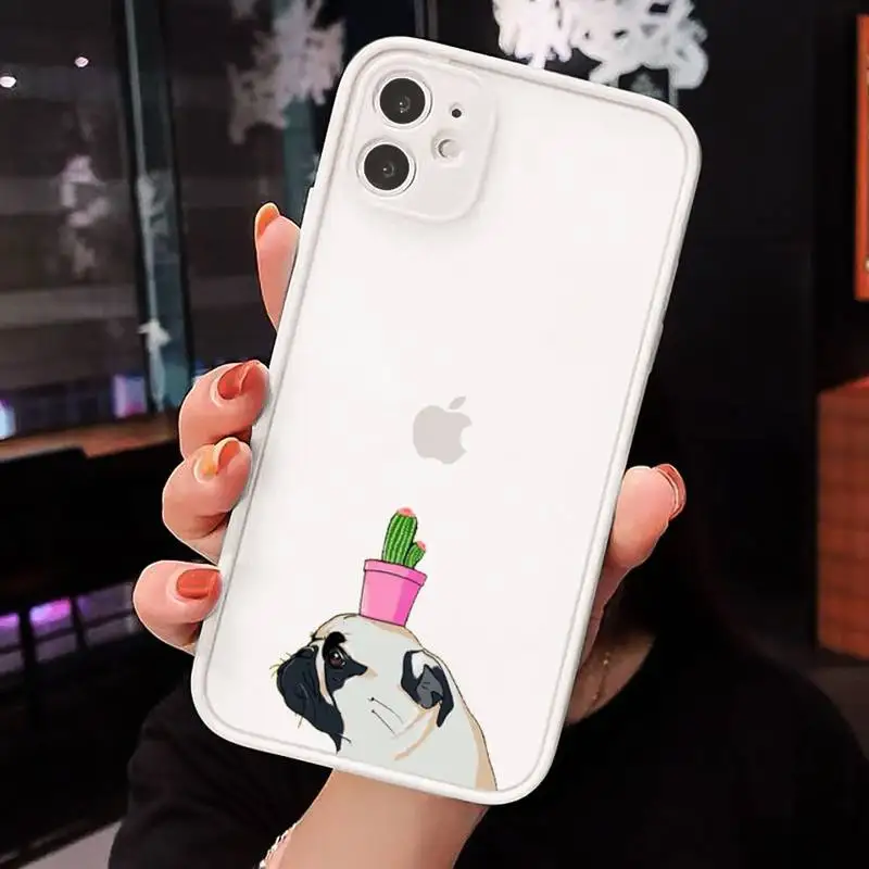 

Pug Dog French Bulldog animal Phone Cases matte transparent For white iPhone 7 8 x xs xr 11 12 pro plus max mini Clear Funda