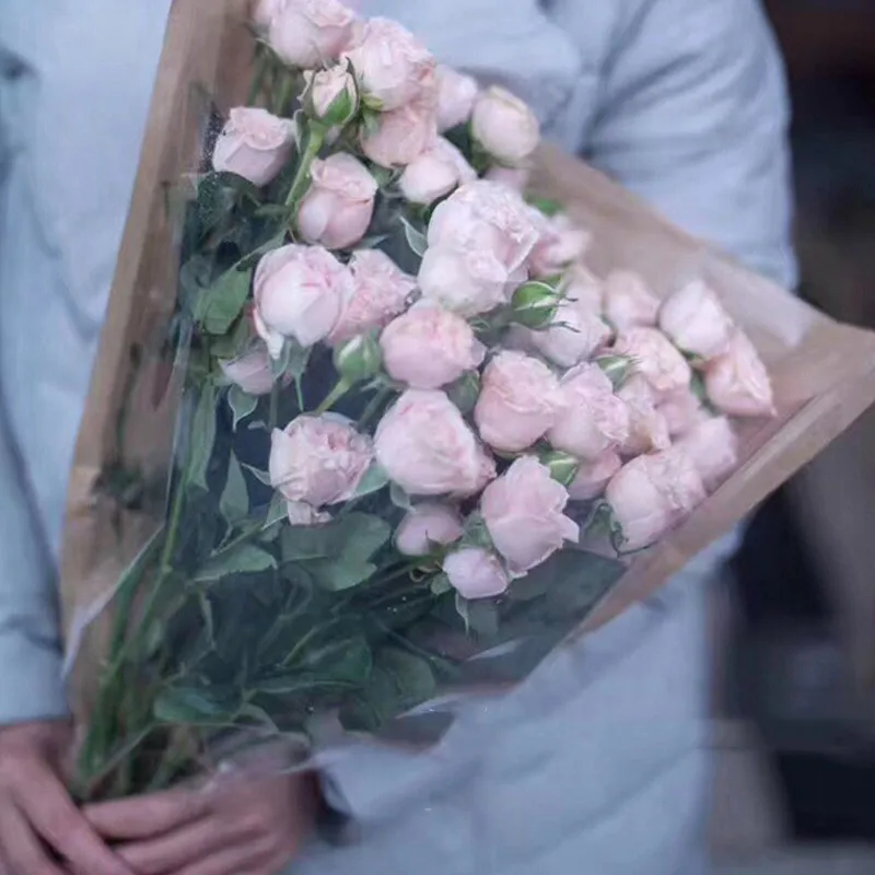 

Пакеты для упаковки цветов из крафт-бумаги, прозрачные, упаковочный мешок для цветов, розовая сумочка, 50 шт.