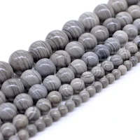 natural stone grey wood stripes beads round loose spacer loose beads for jewelry making diy bracelet necklace 4681012mm