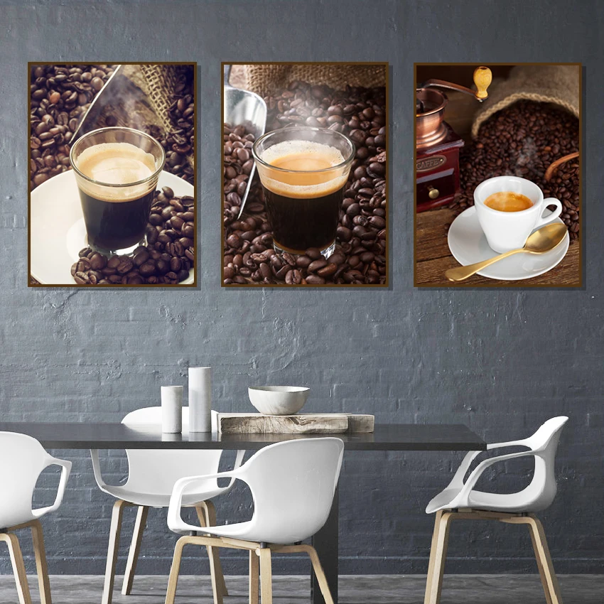 Еда Ресторан плакат Кофе Торт стены искусства холст печать Картина декоративная