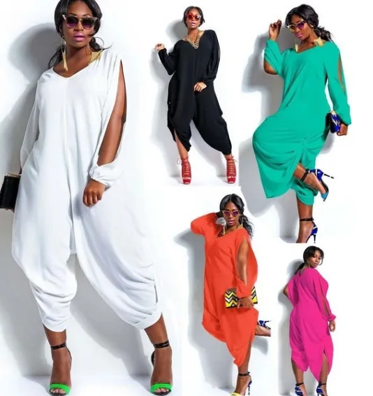 Женский свободный комбинезон черный/зеленый/белый/розовый с открытыми плечами и