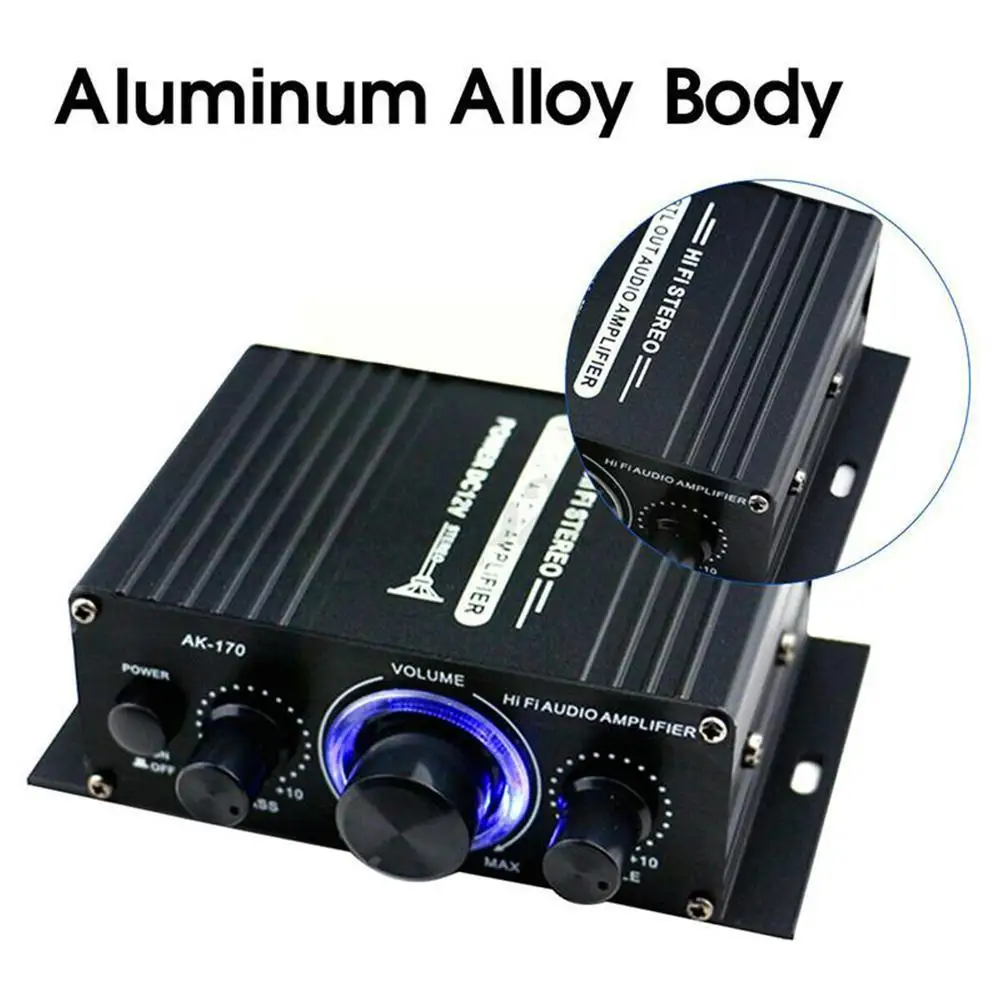 AK170 12V Mini 400W HIFI Digital Stereo Audio Amplifier FM Amplificador In AMP Car Home Radio Theater Hot Stock Microphone