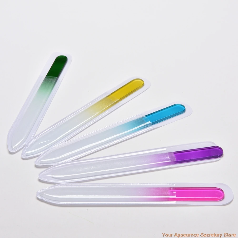 

Durable Crystal Glass Nail Art Buffer Files Pro Women Girls Ladies File Manicure Device Tool Colors Random
