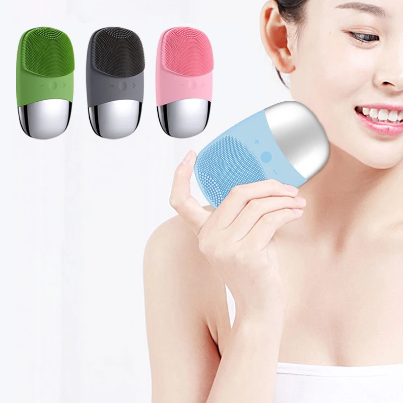 

1PC Electric Face Brush Rechargeable Manual Silicone Ultrasonic Deep Wash Facial Cleansing Brushes Home Beauty Skin Care Device