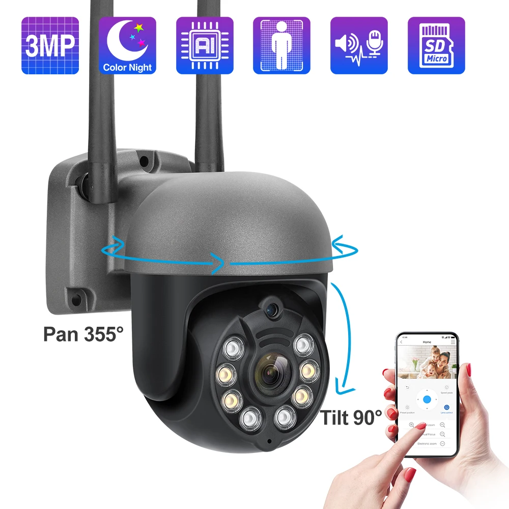 

IP-камера наружная беспроводная с функцией ночного видения, 1080P, 3 Мп