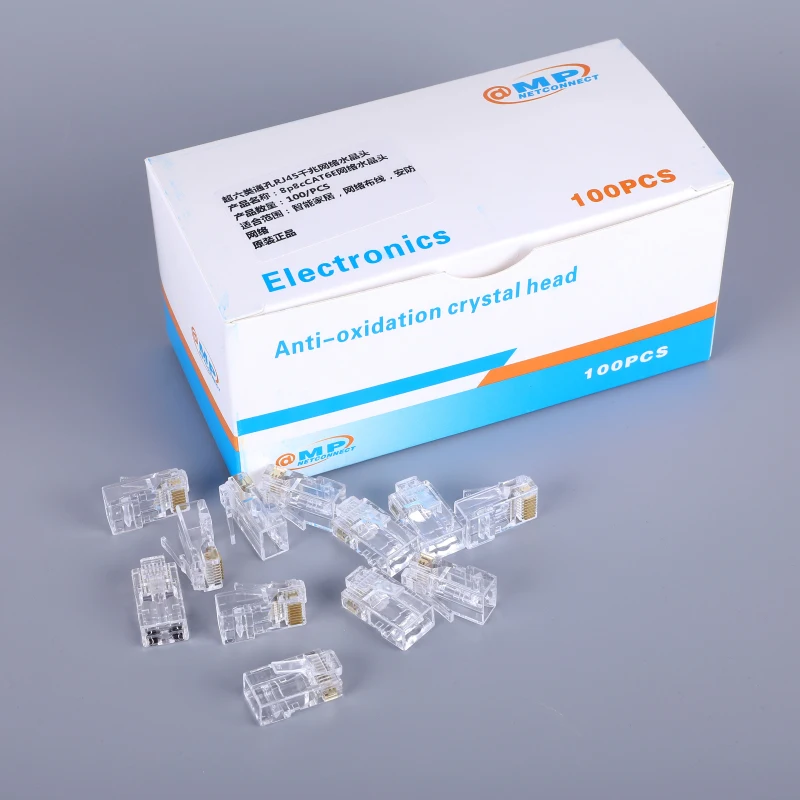 Разъем RJ45 6U 100 шт. позолоченный для прохождения через Ethernet-кабели сетевой модуль