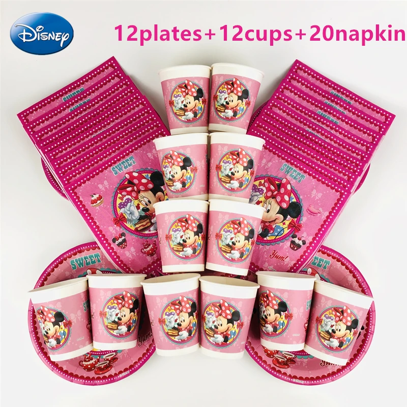 44 шт. Дисней Минни Маус детская посуда для вечеринки в честь Дня Рождения Чашки